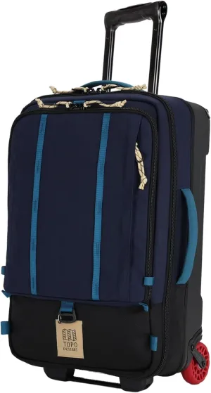 Topo Designs Global Travel Roller Bag Suitcase, 44L Carry-On, 3 Handles, Smooth Heavy Duty Wheels, Telescoping Handle, Durable   Rugged, WRAP Certified (Navy/Sahara)