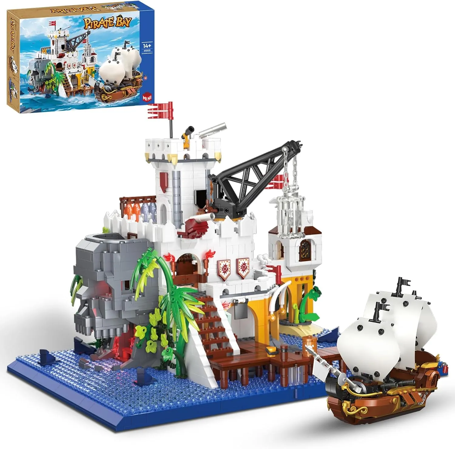 Toy Building Block Set, Pirate Ship Bay Creative Mini Construction Bricks, Ship Model Toy Building Sets Christmas Birthday Gift for Adult Children Teens Kids Boys Girls 10 , 2461 PCS