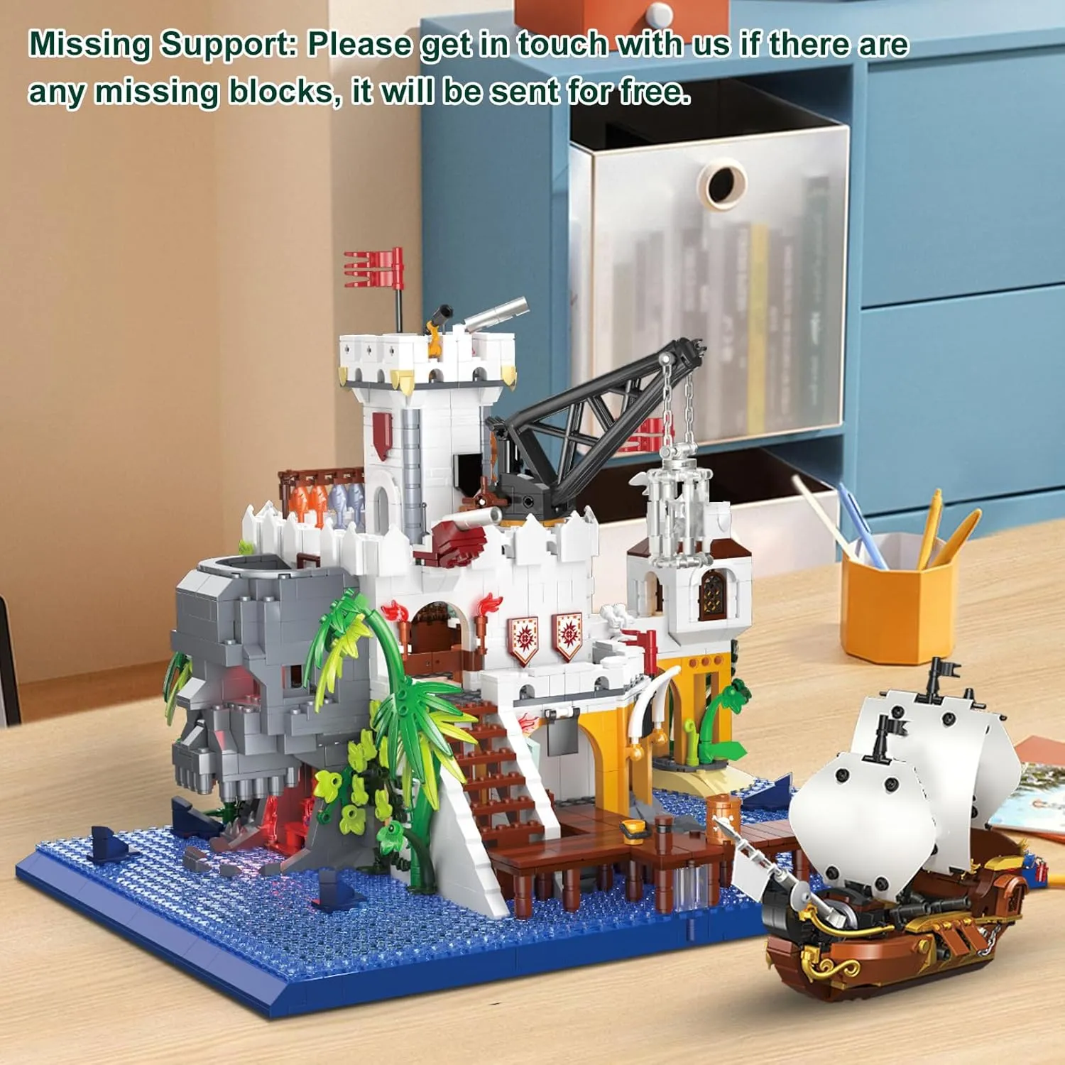Toy Building Block Set, Pirate Ship Bay Creative Mini Construction Bricks, Ship Model Toy Building Sets Christmas Birthday Gift for Adult Children Teens Kids Boys Girls 10 , 2461 PCS