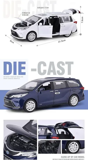 Toy car Model 1:24 for Toyota Sienna Granvia MPV Van Alloy Model Car Toy Diecasts Sound and Light Car Toys for Children (Color : F6)