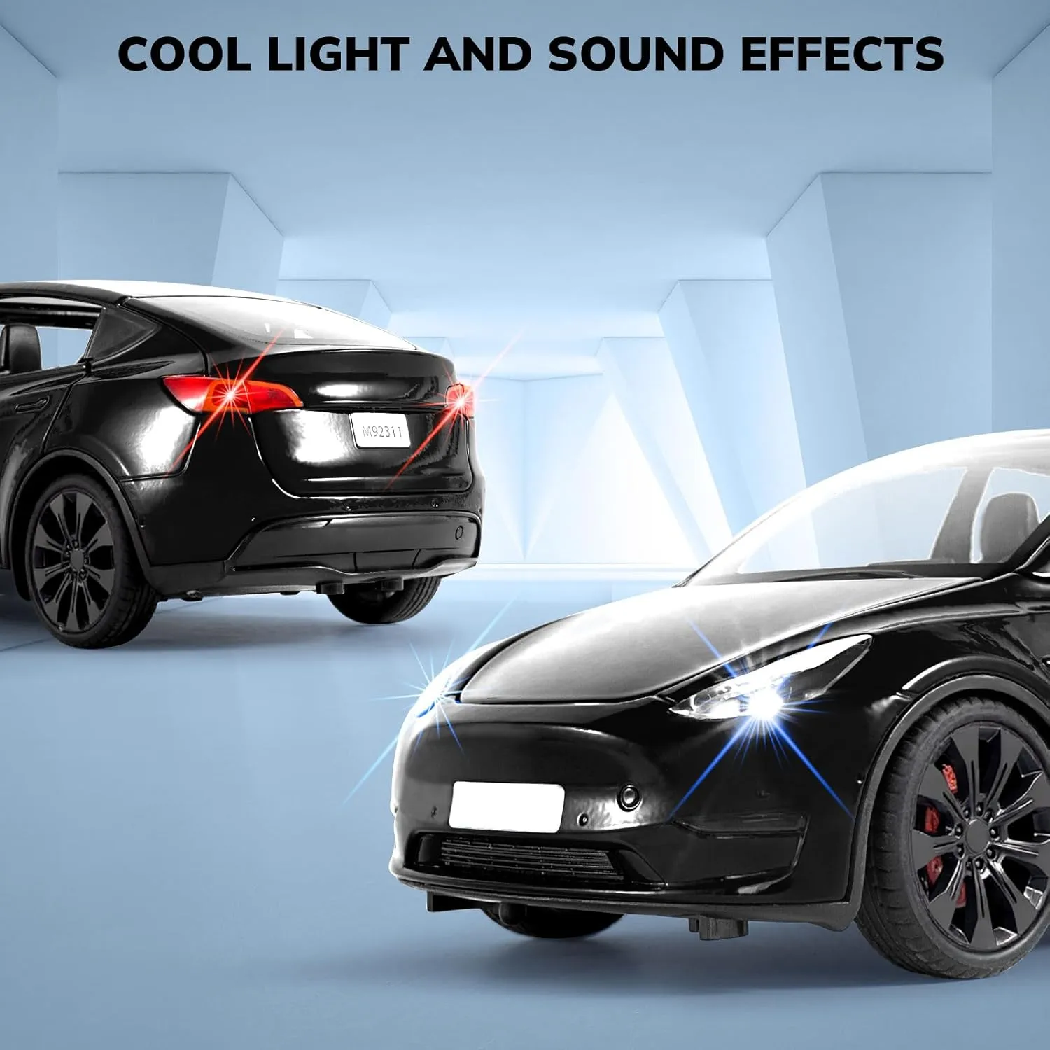Toy Cars for Boys Diecast Car 1 24 Scale Y Toy Car,Collectible Die Cast Model Cars,Metal Pull Back Cars with Lights and Sounds,Toy Cars for Boys Age 4-7（Black）
