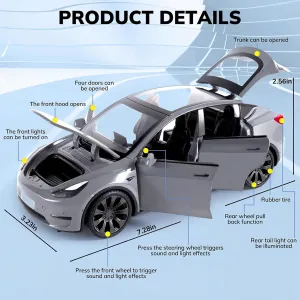 Toy Cars for Boys Diecast Car 1 24 Scale Y Toy Car,Collectible Die Cast Model Cars,Metal Pull Back Cars with Lights and Sounds,Toy Cars for Boys Age 4-7（Grey）