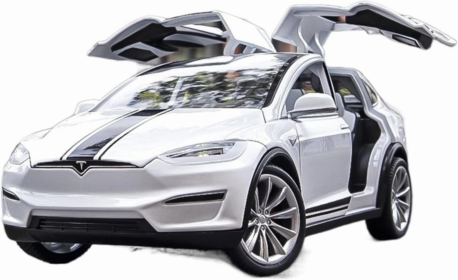Toy car Model 1:20 for Tesla Model X Alloy Car Model Diecast Sound Light Kids Toy Gift (Color : White)