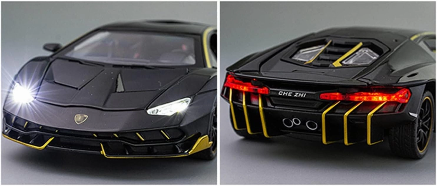 Toy car Model 1:24 for Centenario LP770 Alloy Sports Car Model Diecasts Toy with Sound and Light Childrens Gifts (Color : Black)