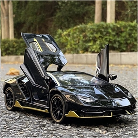 Toy car Model 1:24 for Centenario LP770 Alloy Sports Car Model Diecasts Toy with Sound and Light Childrens Gifts (Color : Black)