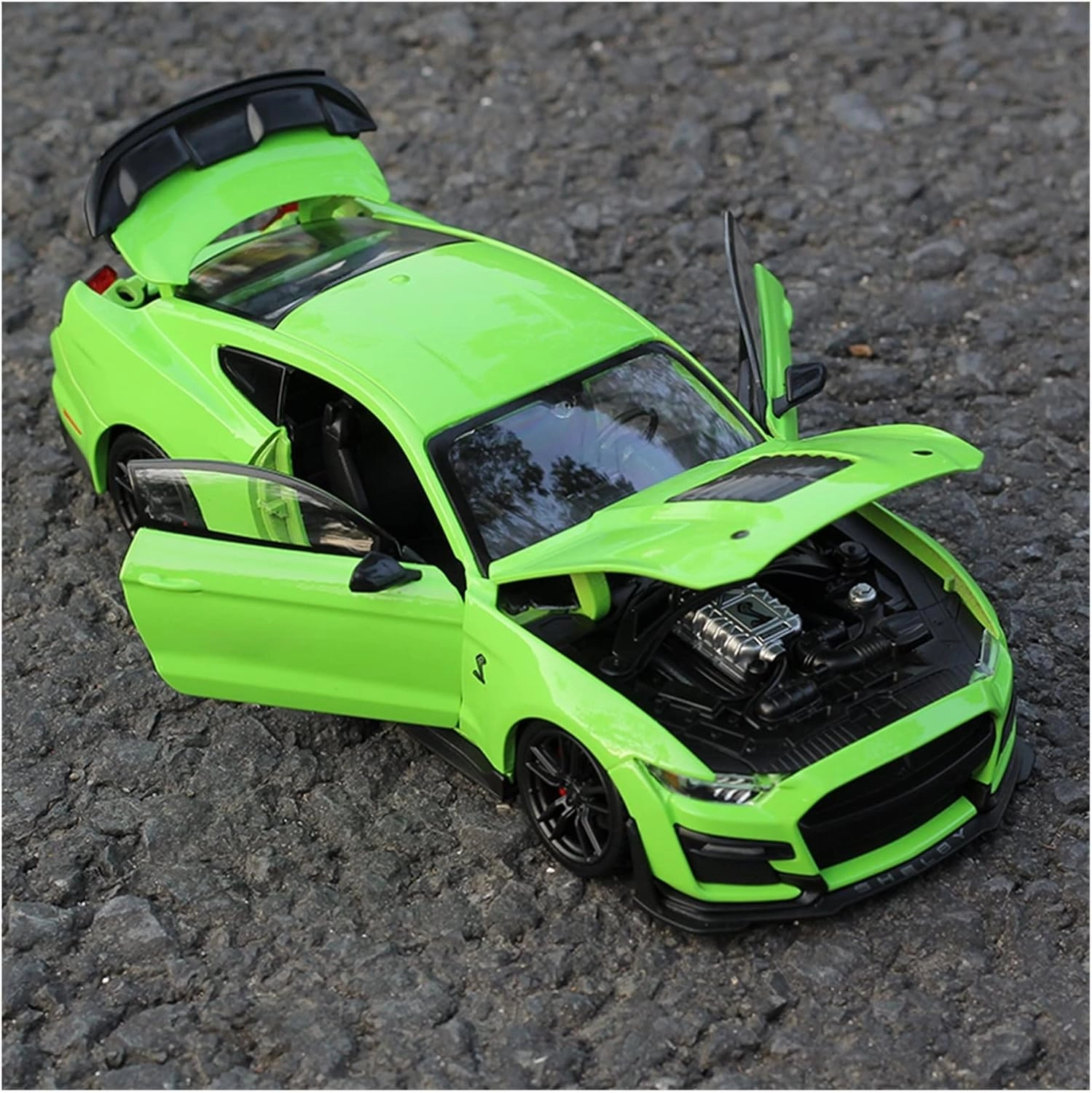 Toy car Model 1:24 for Ford Mustang Shelby GT500 Toy Alloy Diecasts Car Model Toys for Children (Color : Green)