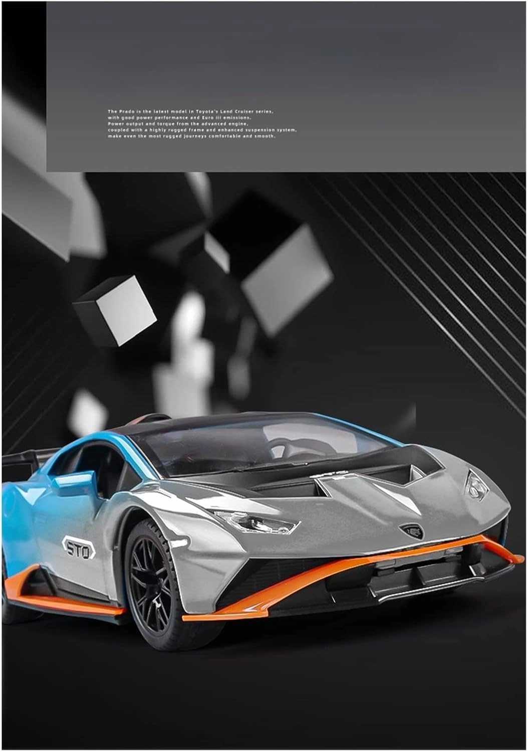 Toy car Model 1/24 for Huracan STO Super Car Model Diecast Metal Alloy Car Toys for Kids Miniauto Gifts (Color : Blue)