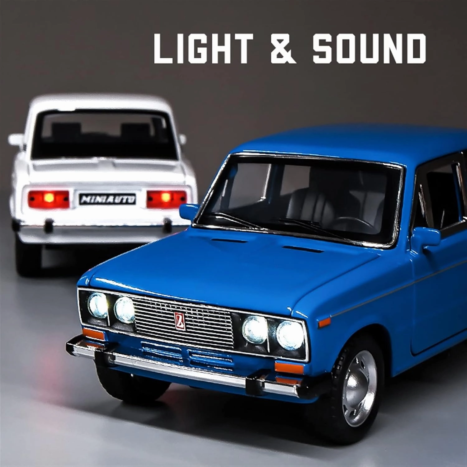 Toy car Model 1:24 for Lada Alloy Car Model Light Sound Effect Diecast Car Toys for Boys Gift Kids Toys Collection (Color : Blue)
