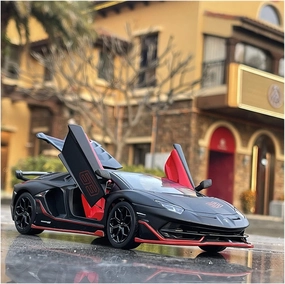 Toy car Model 1:24 for Lambos Aventado SVJ63 Supercar Alloy Car Model Diecasts Toy Collect Boy Birthday Gifts (Color : Black)