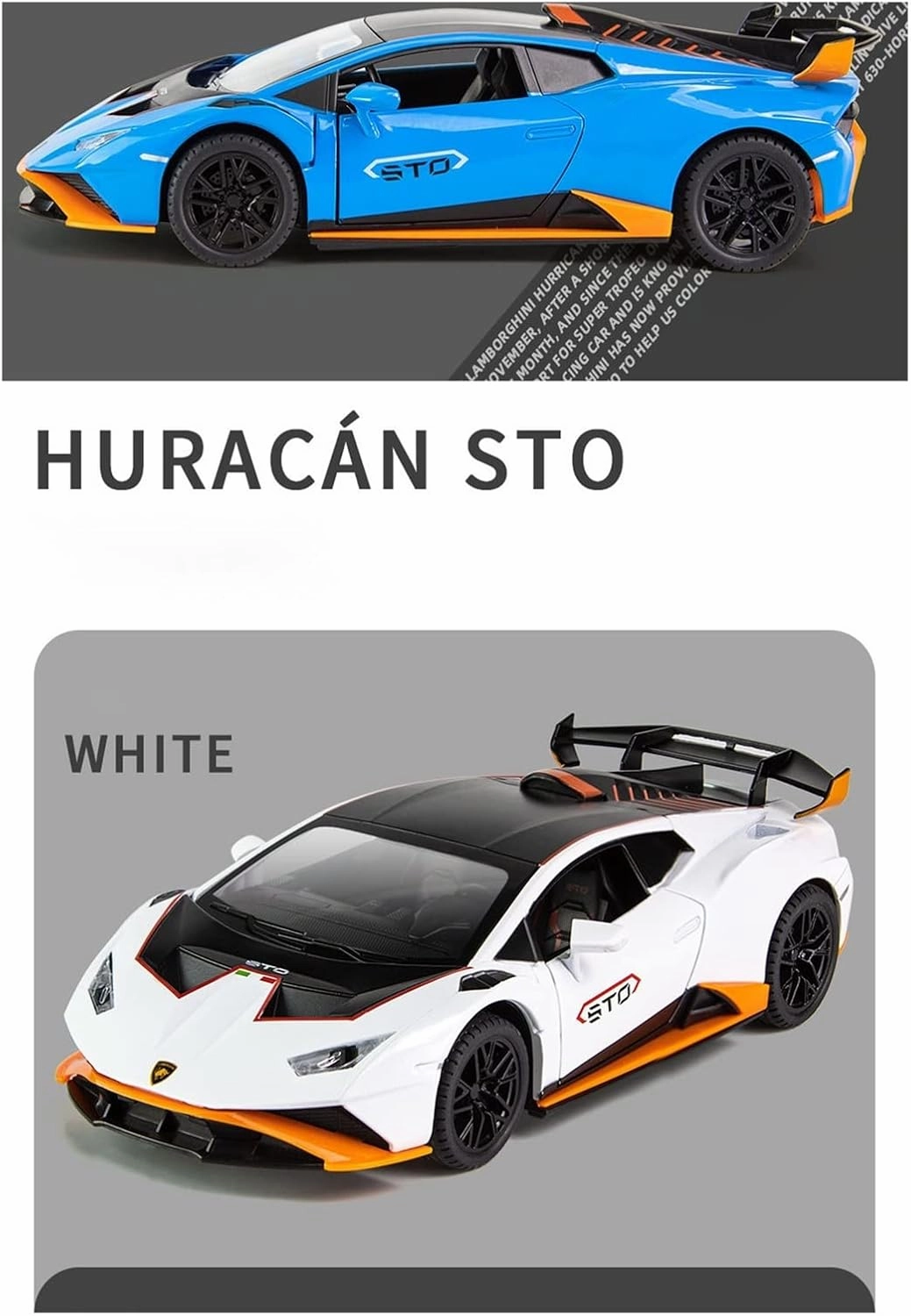 Toy car Model 1:24 for Lambos Huracan STO Alloy Sports Car Model Diecast Sound Super Racing for Children Gifts (Color : Green)