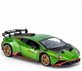 Toy car Model 1:24 for Lambos Huracan STO Alloy Sports Car Model Diecast Sound Super Racing for Children Gifts (Color : Green)