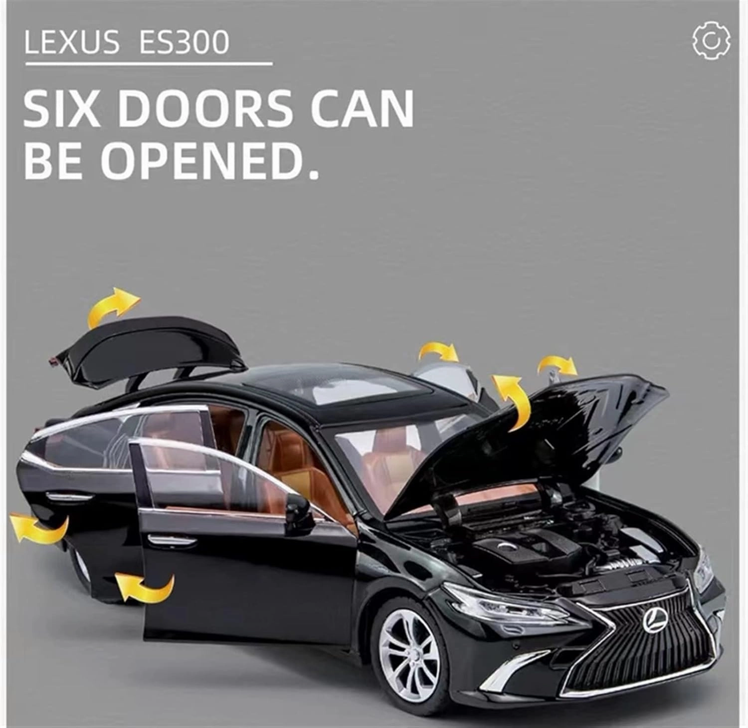 Toy car Model 1:24 for Lexus ES300 Alloy Car Model Diecast Toy Simulation Sound and Light Childrens Toy Gift (Color : White)