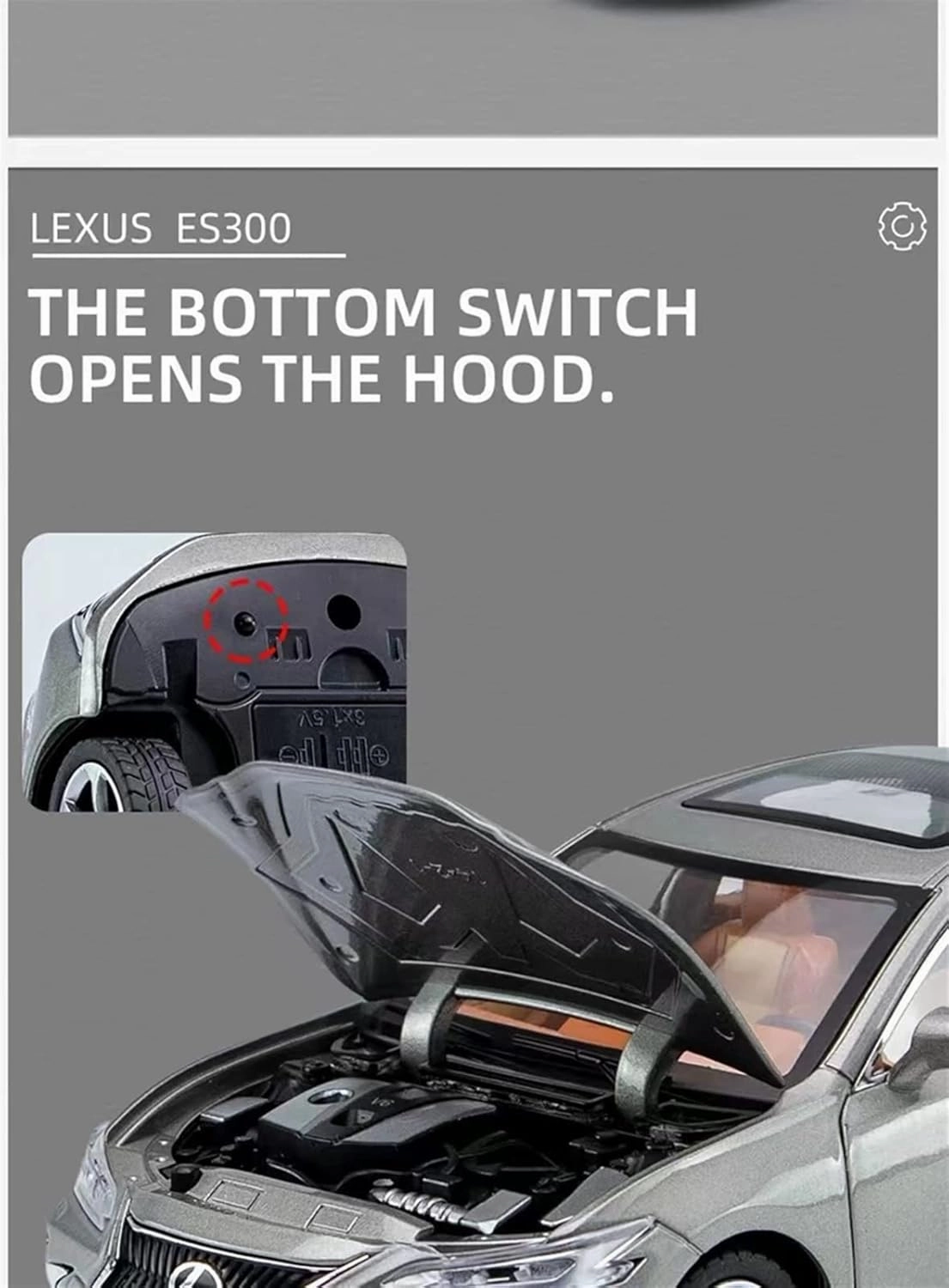 Toy car Model 1:24 for Lexus ES300 Alloy Car Model Diecast Toy Simulation Sound and Light Childrens Toy Gift (Color : White)