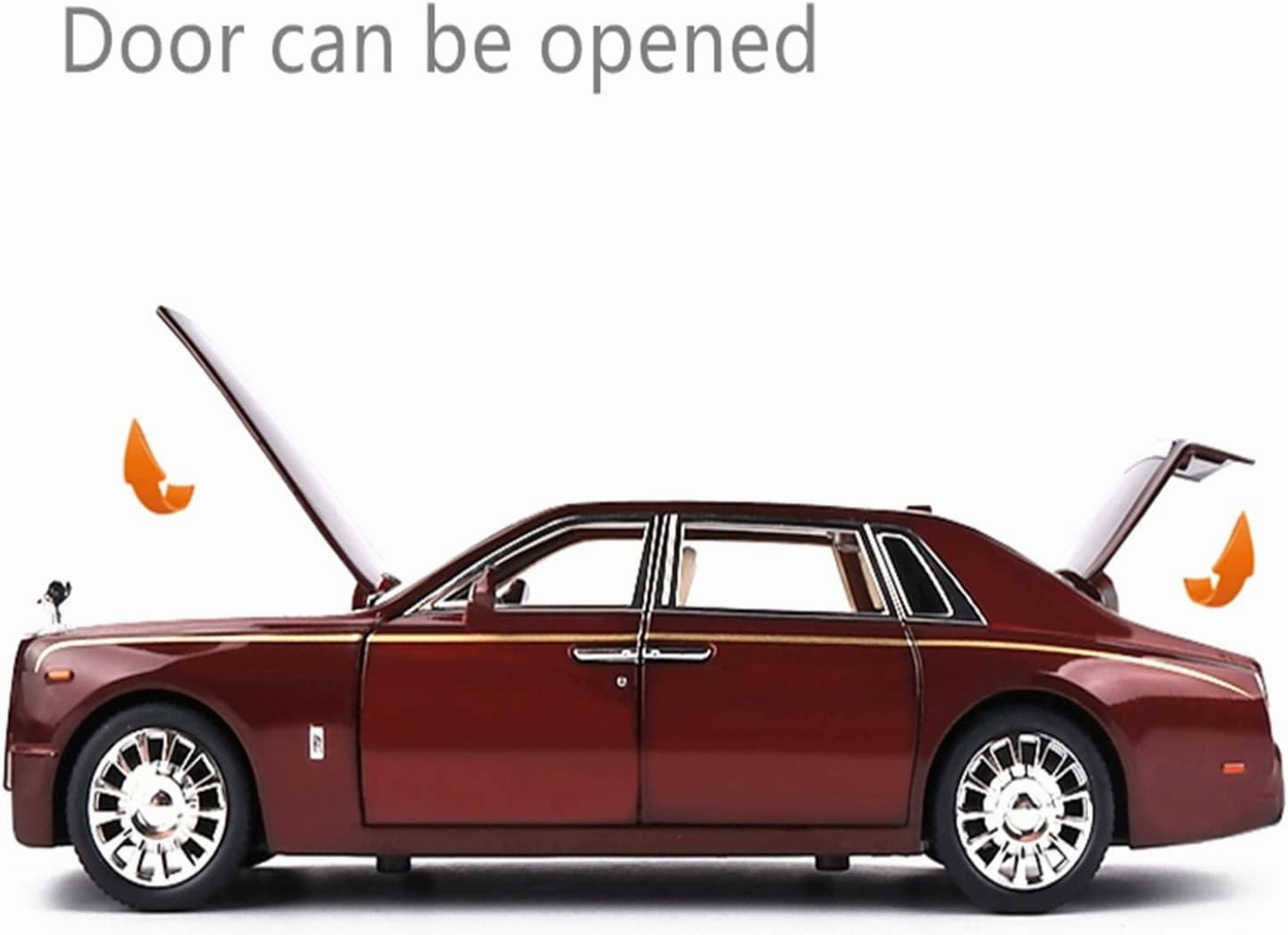 Toy car Model 1:24 for Rolls Royce Phantom Alloy Car Model Diecasts Toy Collection Sound Light Kids Toy Gift (Color : Black2)