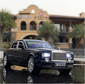 Toy car Model 1:24 for Rolls Royce Phantom Alloy Car Model Diecasts Toy Collection Sound Light Kids Toy Gift (Color : Black2)