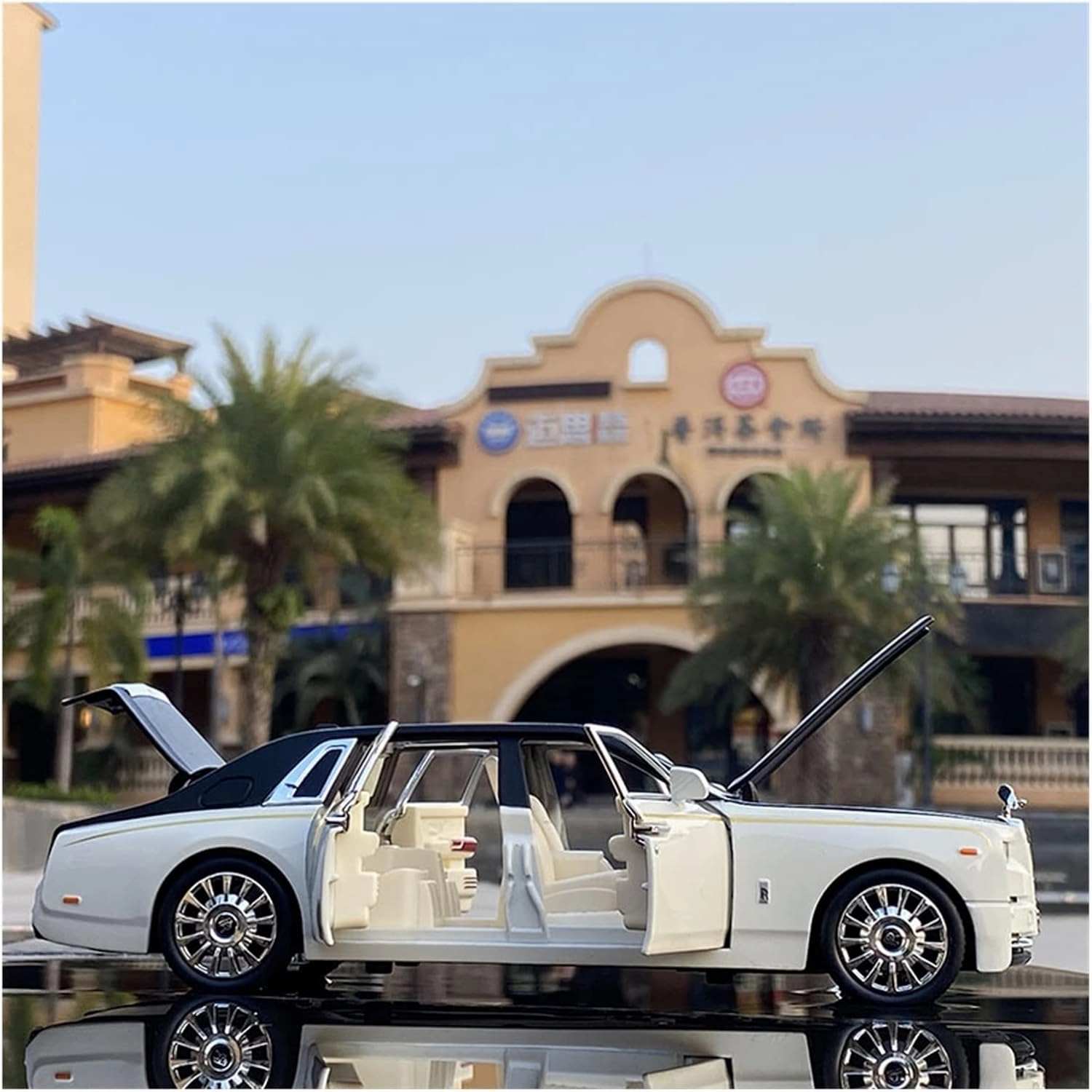 Toy car Model 1:24 for Rolls Royce Phantom Alloy Car Model Diecasts Toy Collection Sound Light Kids Toy Gift (Color : Black2)