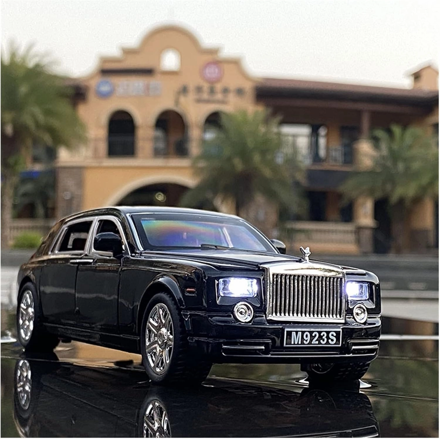 Toy car Model 1:24 for Rolls Royce Phantom Alloy Car Model Diecasts Toy Collection Sound Light Kids Toy Gift (Color : Black2)
