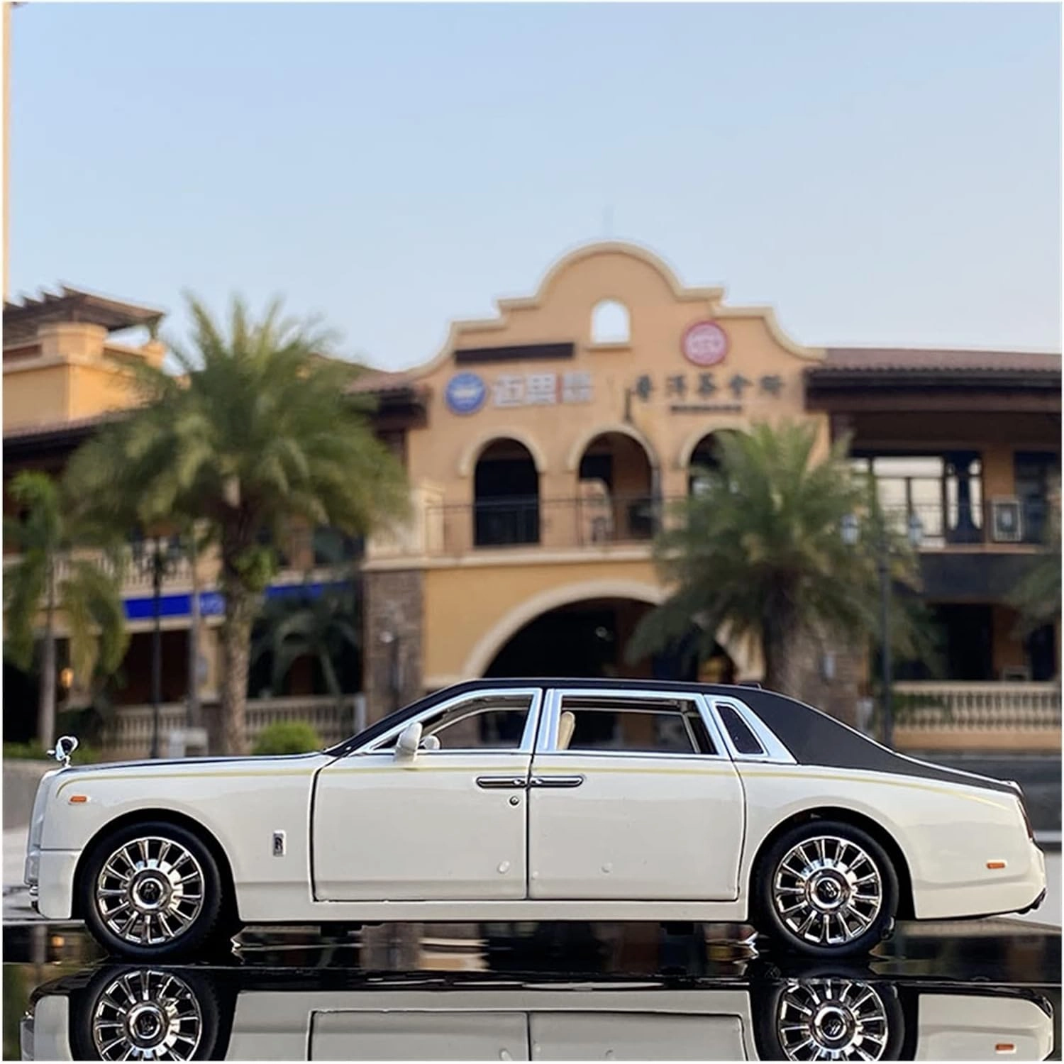 Toy car Model 1:24 for Rolls Royce Phantom Alloy Car Model Diecasts Toy Vehicles Sound Light Toy Gift (Color : Black2)