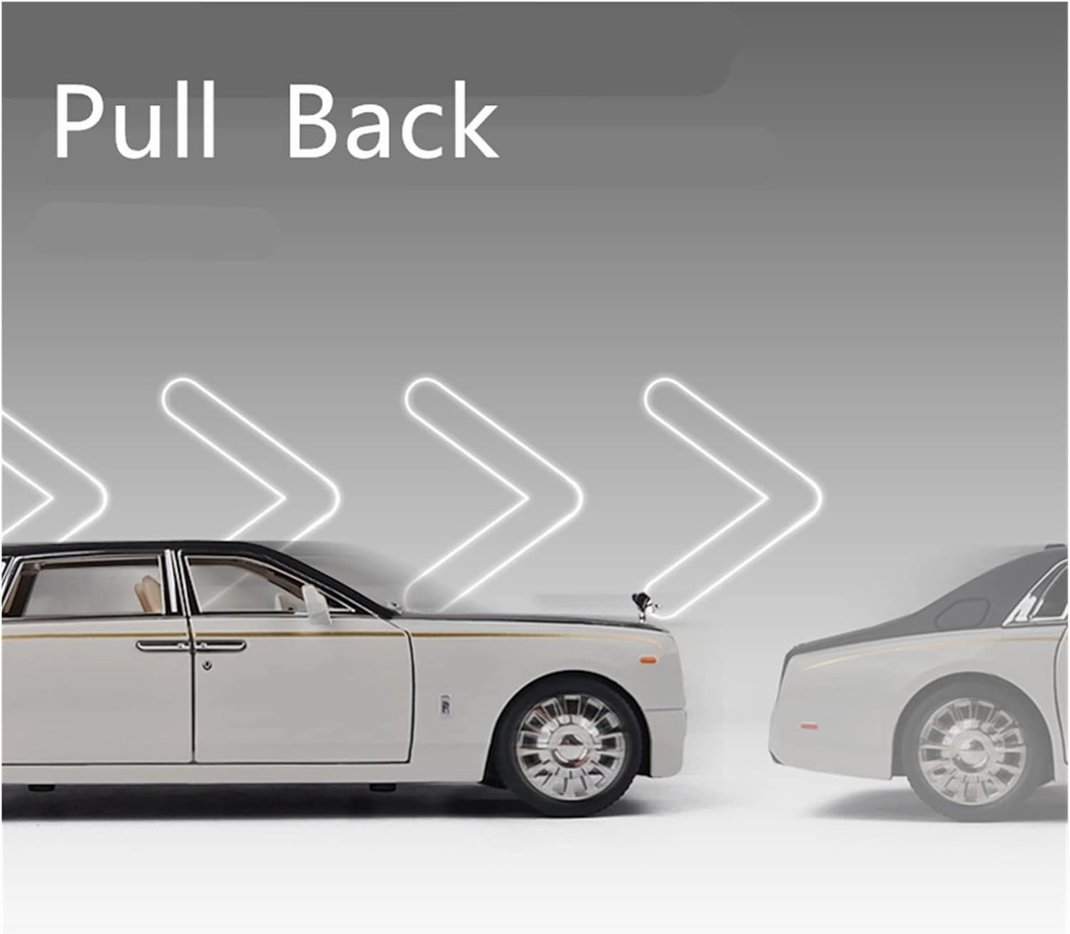 Toy car Model 1:24 for Rolls Royce Phantom Alloy Car Model Diecasts Toy Vehicles Sound Light Toy Gift (Color : Black2)