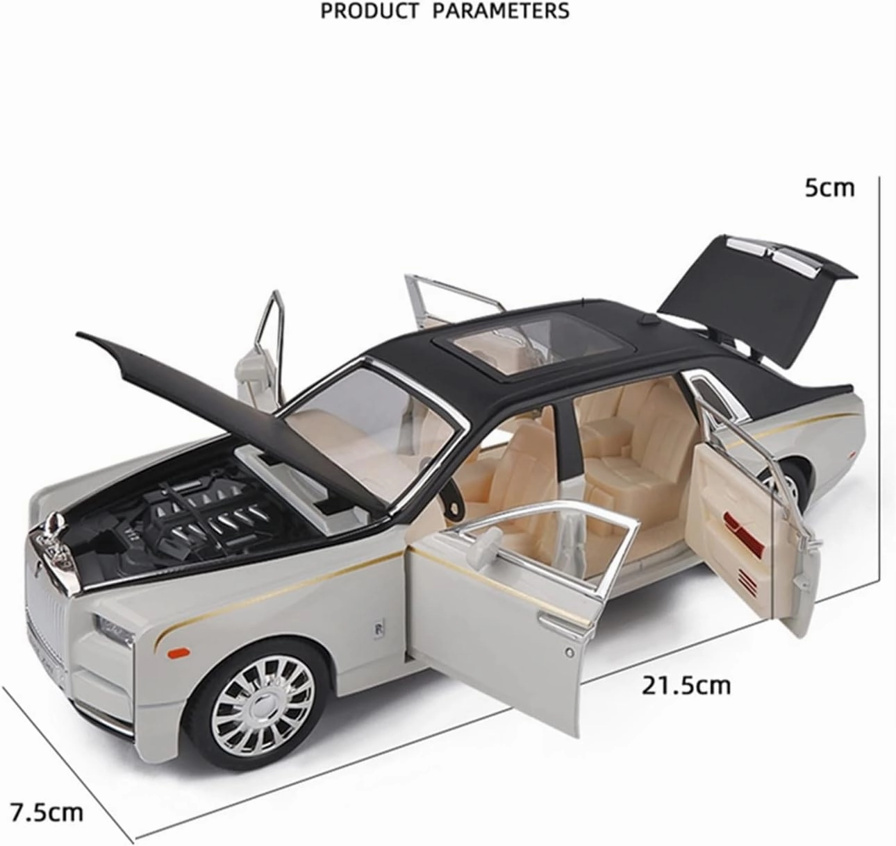Toy car Model 1:24 for Rolls Royce Phantom Alloy Car Model Diecasts Toy Vehicles Sound Light Toy Gift (Color : Black2)