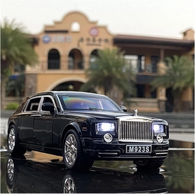 Toy car Model 1:24 for Rolls Royce Phantom Alloy Car Model Diecasts Toy Vehicles Sound Light Toy Gift (Color : Black2)