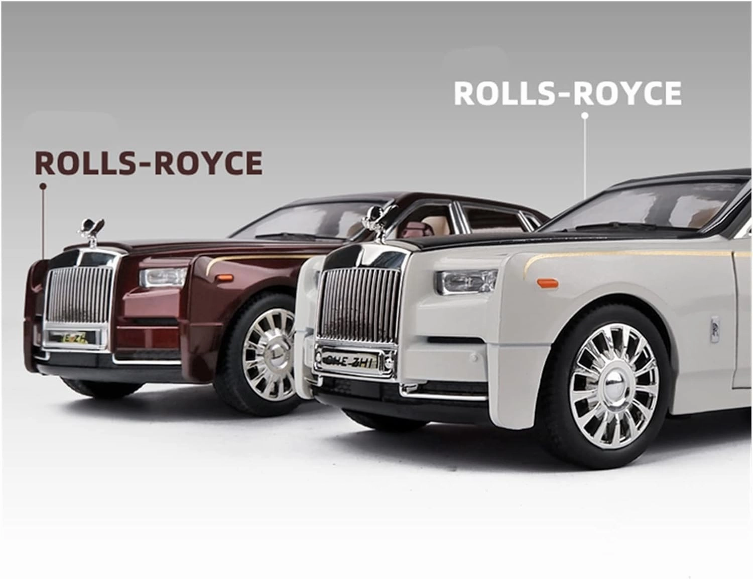 Toy car Model 1:24 for Rolls Royce Phantom Alloy Car Model Diecasts Toy Vehicles Sound Light Toy Gift (Color : Black2)