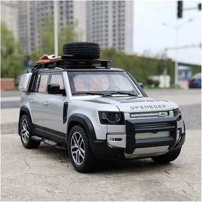 Toy car Model 1/24 for Rover Defender Alloy Car Model Diecast Toy Off-Road Simulation Collection Kids Gifts (Color : Silver)