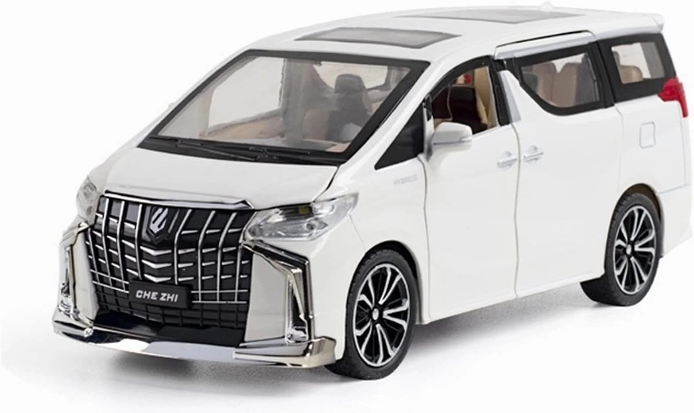 Toy car Model 1:24 for Toyota Alphard MPV Car Model Die Cast Alloy Boys Toys Cars Diecasts Supercar Collectibles Kids Toys (Color : White)