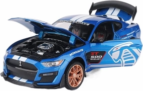 Toy car Model 1/24 Ford Mustang Shelby GT500 Alloy Sports Car Model Diecasts Toy Sound Light Collection Kids Gifts (Color : Blue)