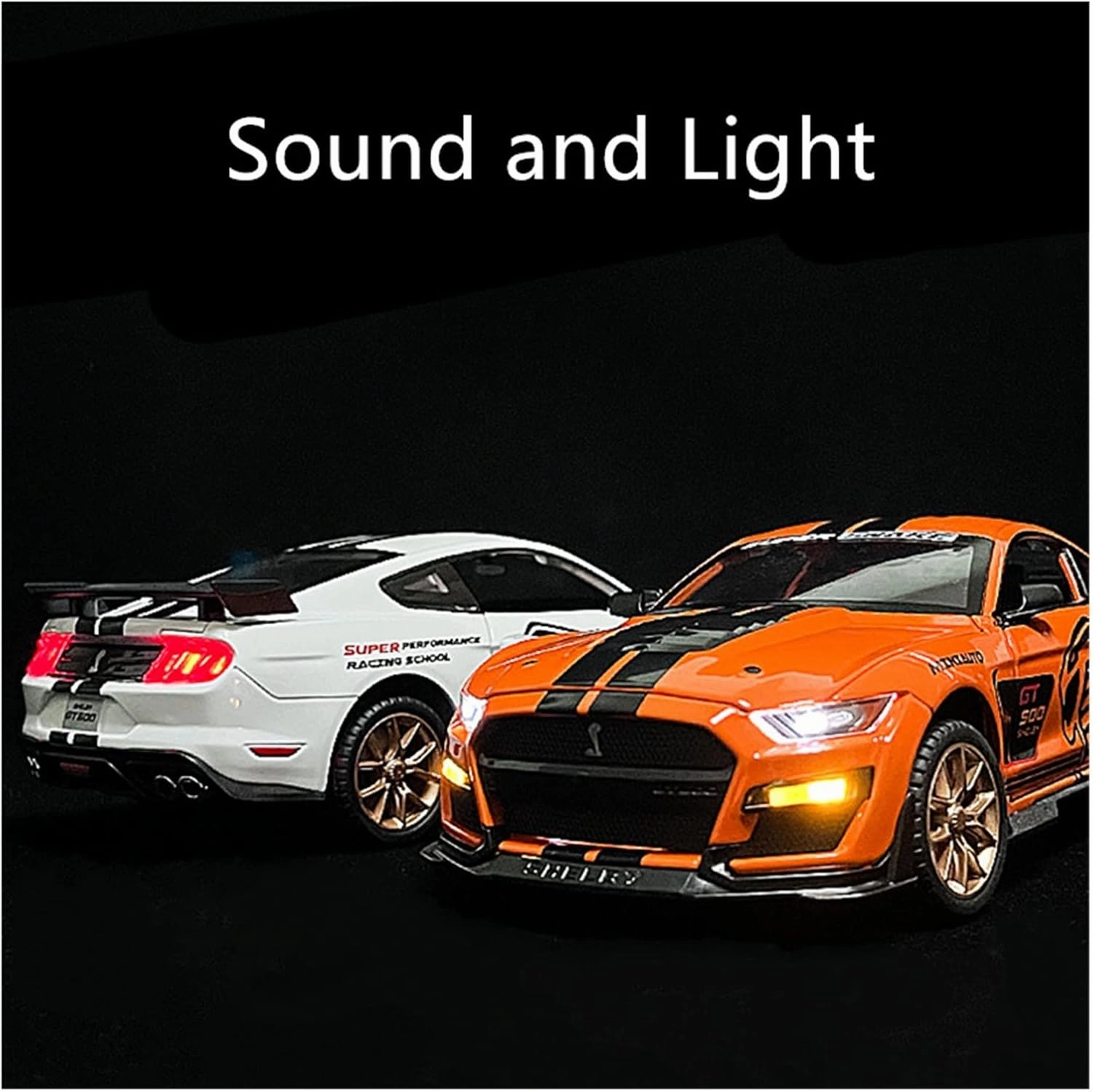 Toy car Model 1/24 Ford Mustang Shelby GT500 Alloy Sports Car Model Diecasts Toy Sound Light Collection Kids Gifts (Color : Blue)