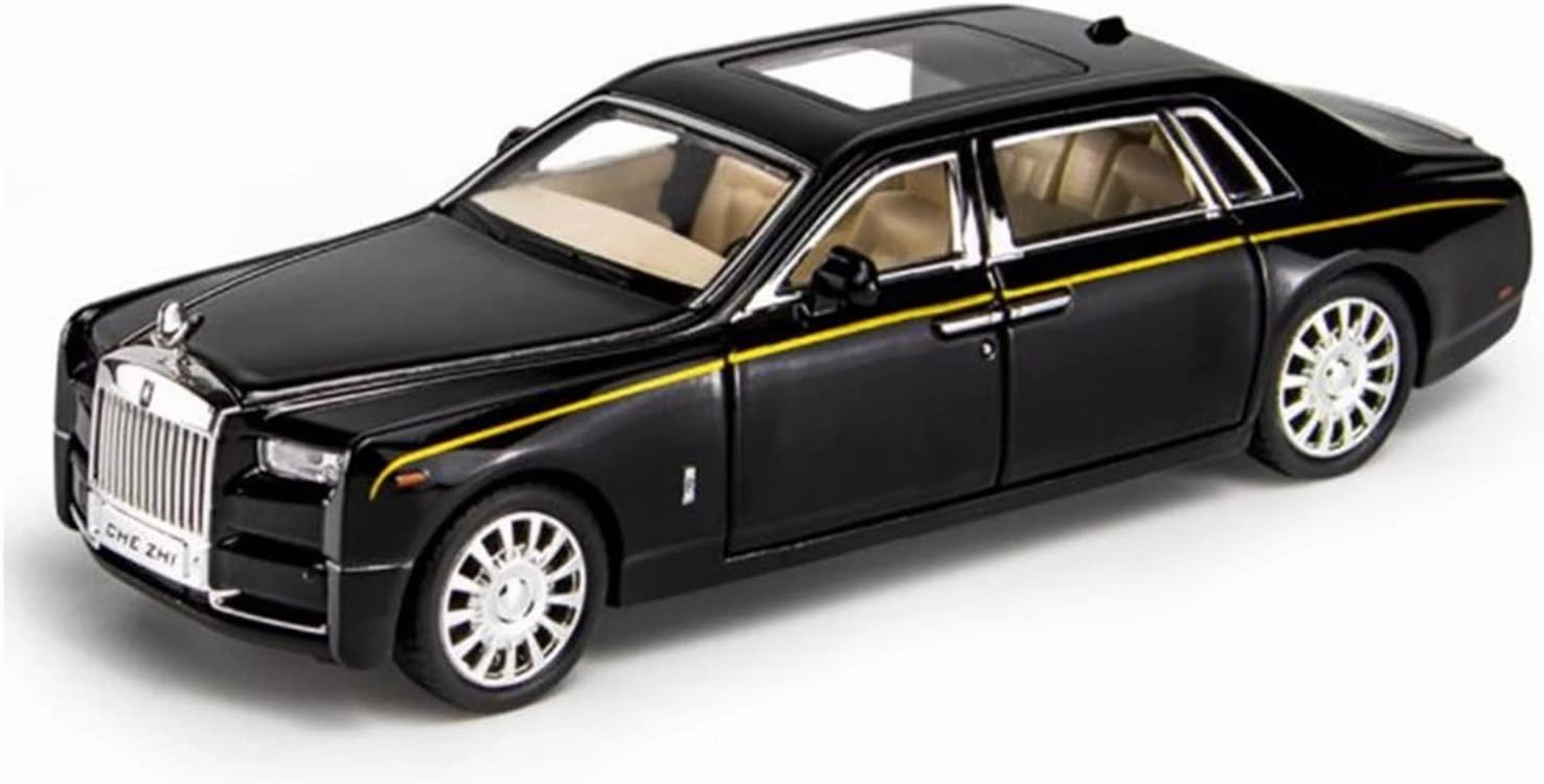 Toy car Model 1/32 Alloy DieCast for Rolls-Royce Phantom Car Model Toy with Sound Light Toys for Boy Gift (Color : Black)