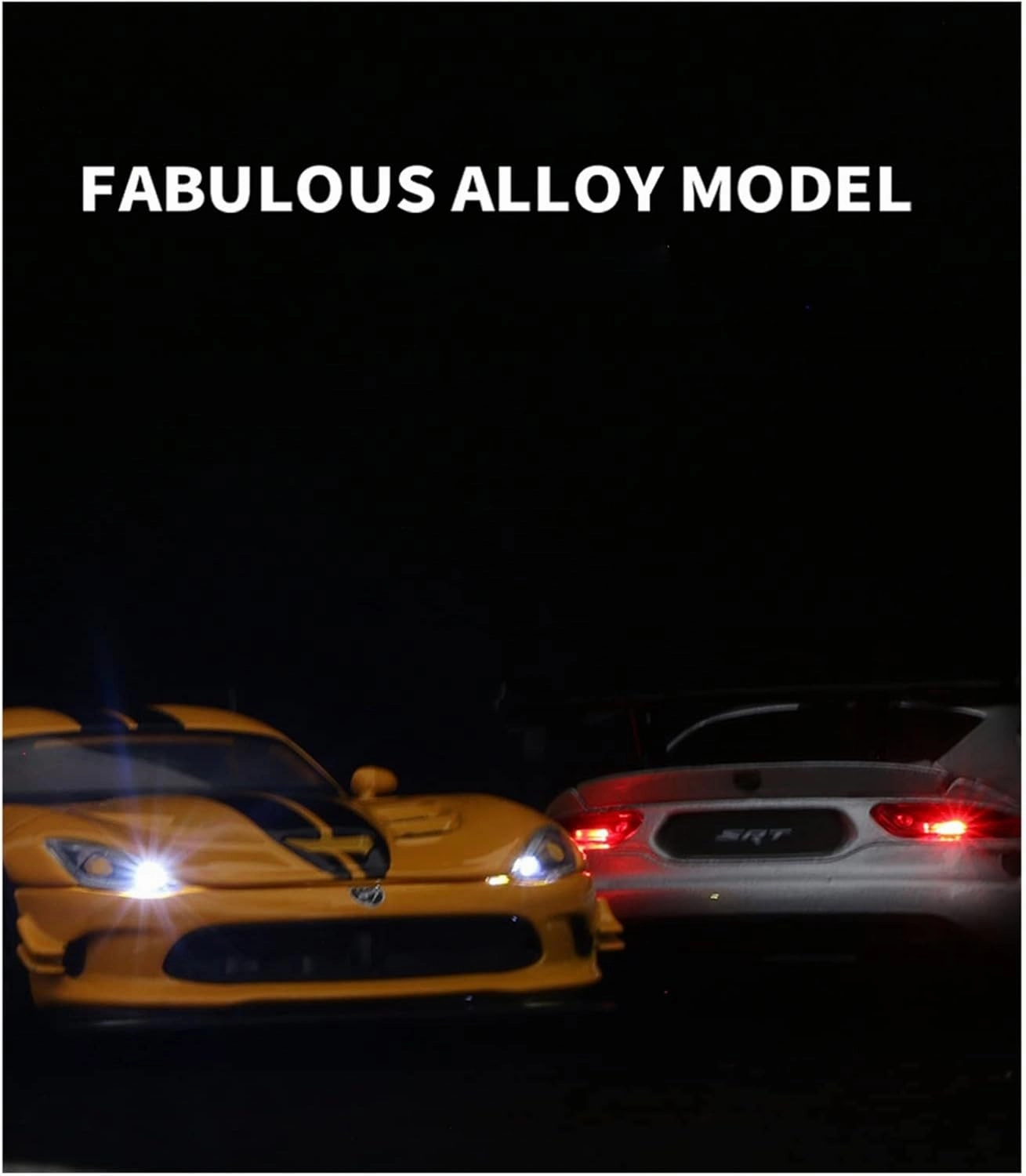 Toy car Model 1:32 for Dodge Viper ACR Supercar Alloy Car Model Car Sound and Light Toys for Children (Color : Silver)