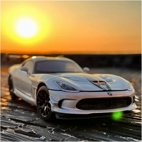 Toy car Model 1:32 for Dodge Viper ACR Supercar Alloy Car Model Car Sound and Light Toys for Children (Color : Silver)