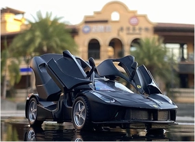 Toy car Model 1:32 for Ferra LaFerrari FXXK Supercar Alloy Toy Collection Model Car Sound and Light Toys for Children (Color : Black)