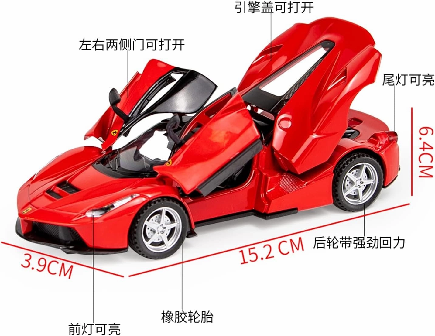 Toy car Model 1:32 for Ferra LaFerrari FXXK Supercar Alloy Toy Collection Model Car Sound and Light Toys for Children (Color : Black)