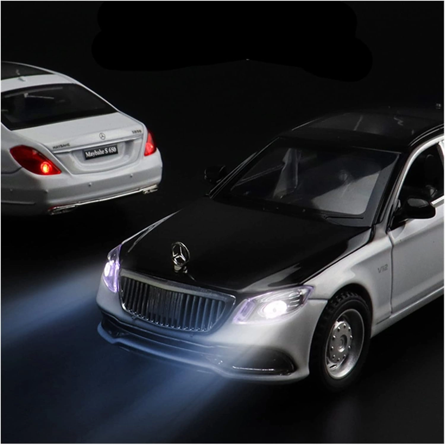 Toy car Model 1/32 for Maybach S650 V12 Luxy Car Alloy Car Model Diecasts Toy Simulation Sound and Light Gifts (Color : White)
