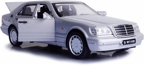 Toy car Model 1:32 for Mercedes Benz S W140 Alloy Model Car with Sound Light Pull-Back Toys for Children A88 (Color : Silver)