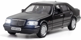 Toy car Model 1/32 for Mercedes S-W140 Alloy Diecast Car Model Toy Body Simulation Rubber Tire with Pull Back Gifts