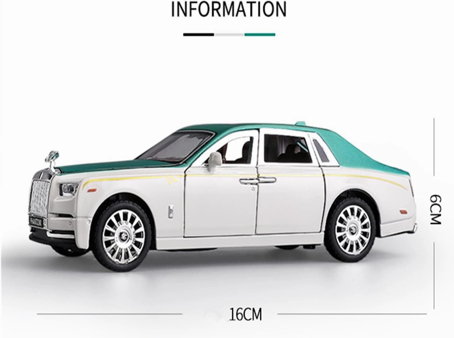 Toy car Model 1:32 for Rolls-Royce Phantom Alloy Car Model Diecasts Toy Simulation Sound and Light Kids Gift (Color : Black)