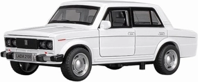 Toy car Model 1/32 for Russian Lada 2106 Alloy Model Cars Diecasts Pull Back with Sound and Light Car Toys (Color : White)