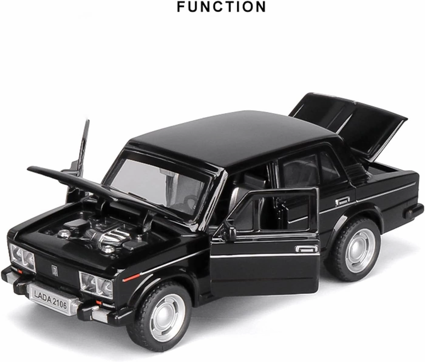 Toy car Model 1/32 for Russian Lada 2106 Alloy Model Cars Diecasts Pull Back with Sound and Light Car Toys (Color : White)