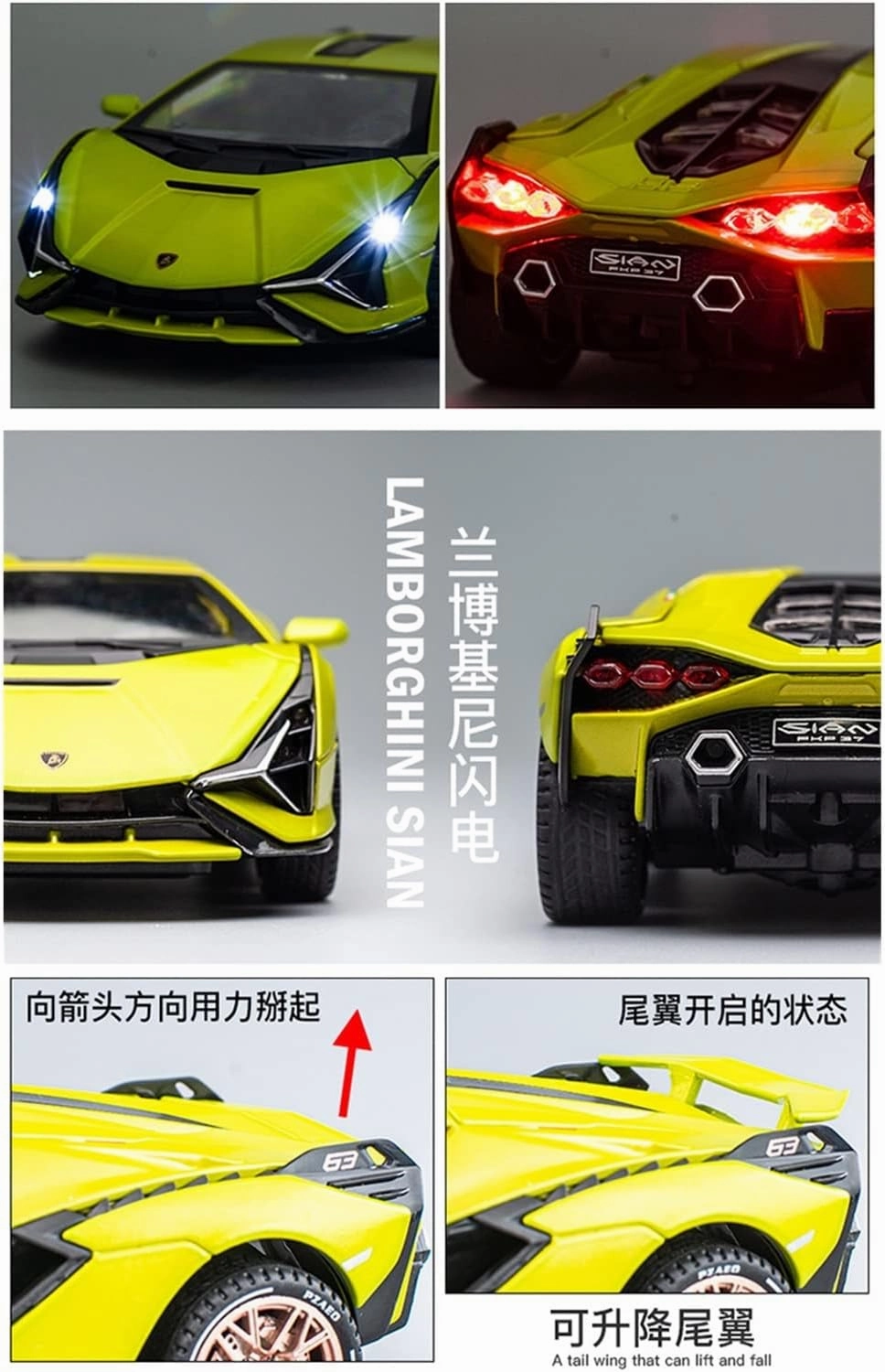 Toy car Model 1:32 for SINA Alloy Sports Car Model Diecast Metal Toy High Simulation Sound and Light Childrens Gifts (Color : Blue)