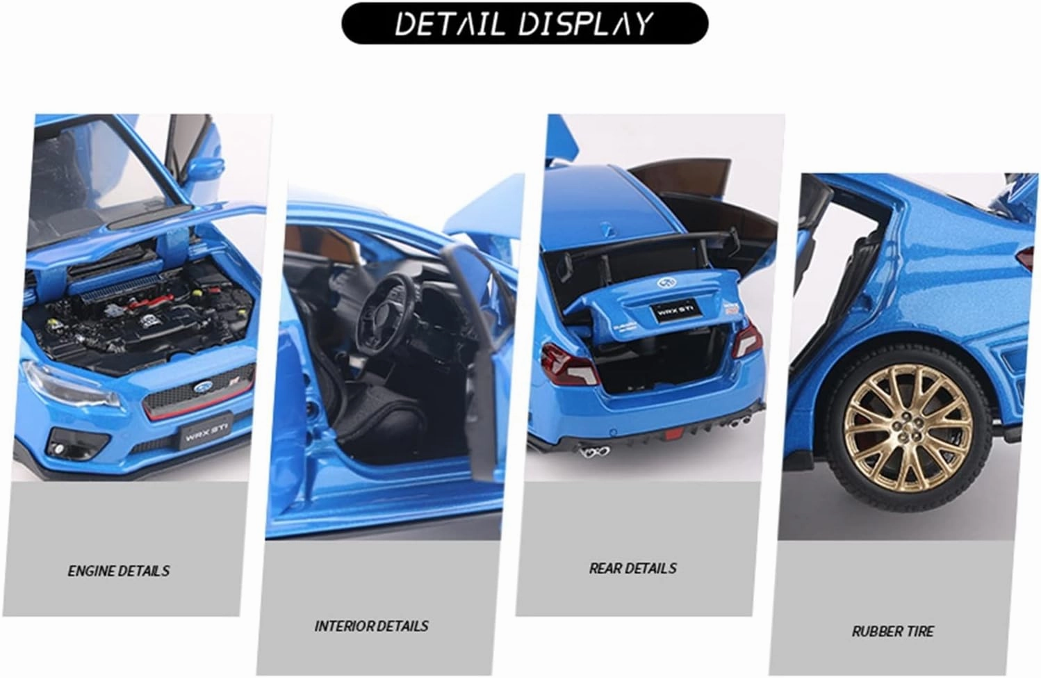 Toy car Model 1:32 for Subaru STI WRX 2016 Supercar Alloy Diecast Car Model with Light for Children Car (Color : White)