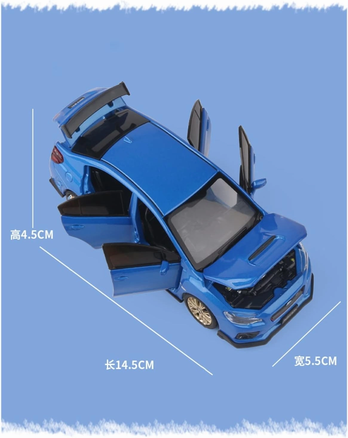 Toy car Model 1:32 for Subaru STI WRX 2016 Supercar Alloy Diecast Car Model with Light for Children Car (Color : White)