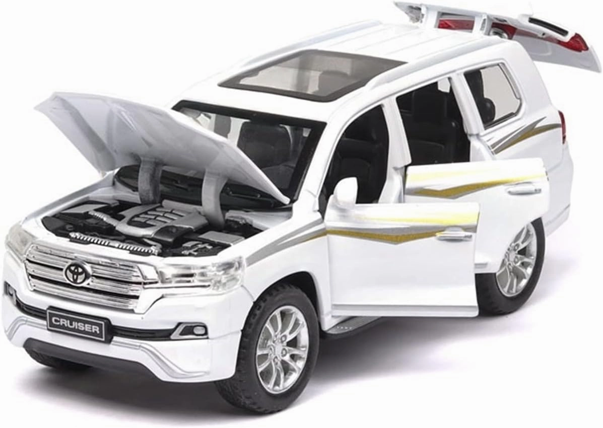 Toy car Model 1:32 for Toyota Land Cruiser SUV Car Model Alloy Die Cast Cars Favorites Gift Kids Toys Cars (Color : White)