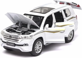 Toy car Model 1:32 for Toyota Land Cruiser SUV Car Model Alloy Die Cast Cars Favorites Gift Kids Toys Cars (Color : White)