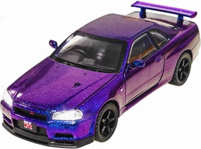 Toy Car Skyline GTR R34 1/32 Die-cast Toy Cars Metal Model Car Toys with Light and Sound Pull Back Collectible Model for Children Age 3   Year Old Festival Gift(Gradient Purple)