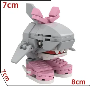Tralalero-Tralala Building Blocks Set Desk Decor Shark in Sneakers Meme Building Blocks Figurines Viral Brainrot Collectible Gifts TungTungTung Mythical Brick Beast Series (Pink)