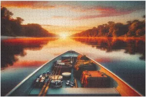 Tranquil River Sunset Adventure with Camping and Fishing Gear Puzzles for Adults 500 Piece Jigsaw Puzzles 500 Pieces for Adults Kids Puzzle Game Toys Gift Gift for Women Men 20.5x15 Inch