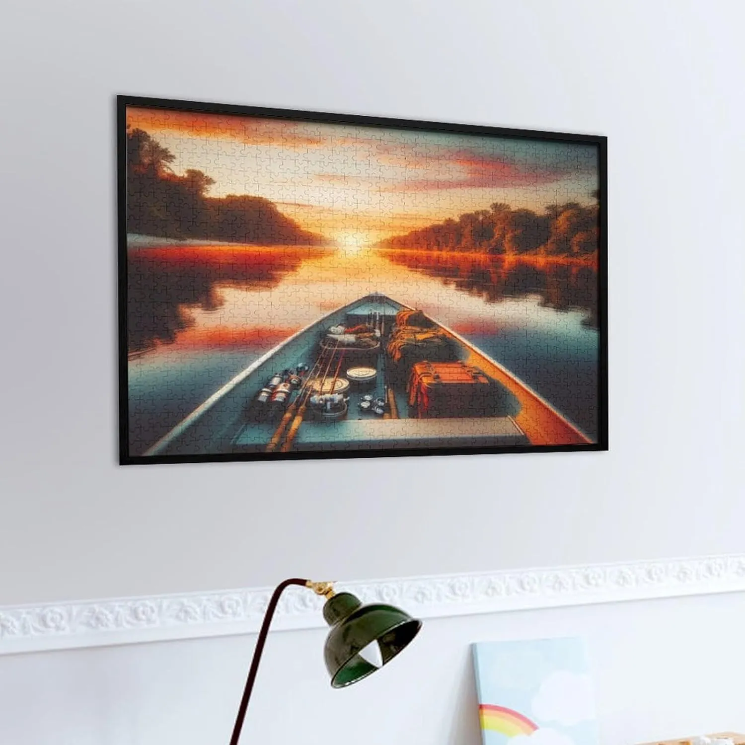 Tranquil River Sunset Adventure with Camping and Fishing Gear Puzzles for Adults 500 Piece Jigsaw Puzzles 500 Pieces for Adults Kids Puzzle Game Toys Gift Gift for Women Men 20.5x15 Inch